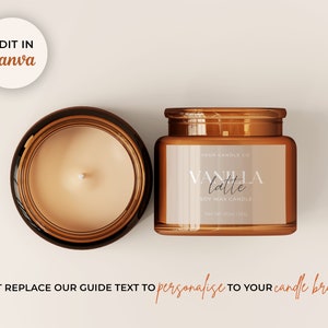 Modern Candle Label Template, Printable Vertical Candle Jar Label Design (Canva Editable) Aa imagen 2