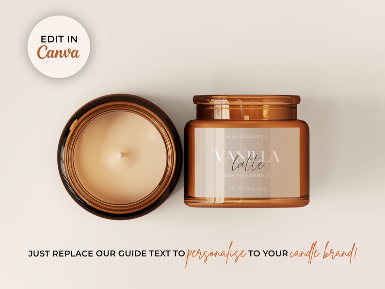 Modern Candle Label Template, Printable Vertical Candle Jar Label Design (Canva Editable) Aa imagen 2