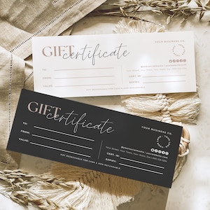 Gift Certificate Template Canva, Printable Gift Voucher Coupon, Editable Salon Gift Card, Spa Gift Certificate, DIY Custom Gift Card Aa