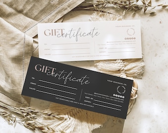 Gift Certificate Template Canva, Printable Gift Voucher Coupon, Editable Salon Gift Card, Spa Gift Certificate, DIY Custom Gift Card Aa