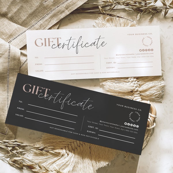 Gift Certificate Template Canva, Printable Gift Voucher Coupon, Editable Salon Gift Card, Spa Gift Certificate, DIY Custom Gift Card Aa