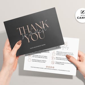 Candle Care Card Template Canva, Editable Care Instructions Safety Card Candle Business, Printable Care Card Insert, Order Thank You Card Aa image 4