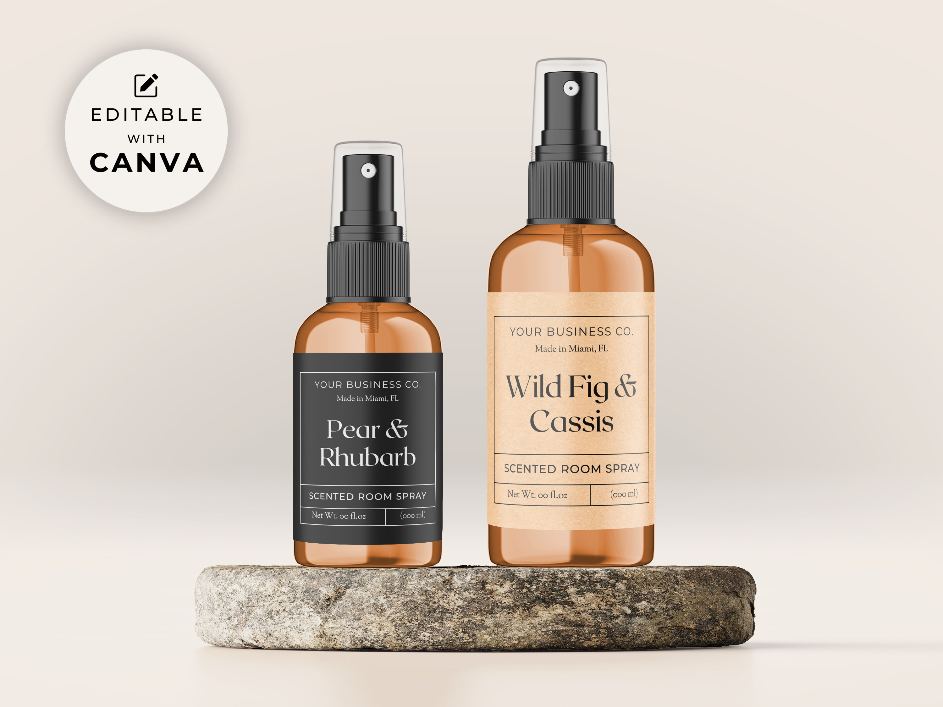Editable Room Spray Label Template Canva, Printable Rustic Linen Spray ...