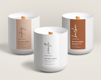 Vertical Candle Label Template, Printable Canva Design, Modern Jar & Tin Labels (2 Sizes) Ba
