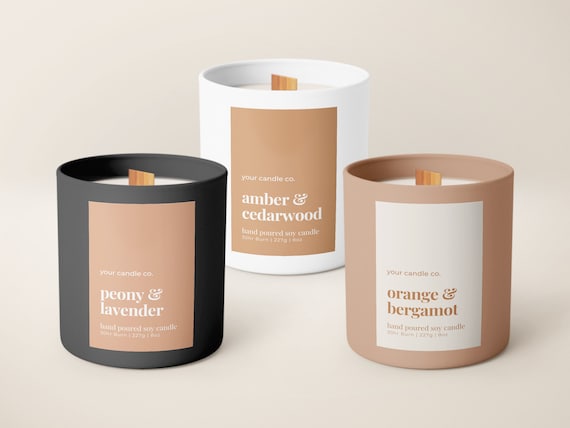 Modern Candle Label Template, Editable Candle Label Design