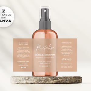 Editable Room Spray Label Template: Minimalist Design (Canva)