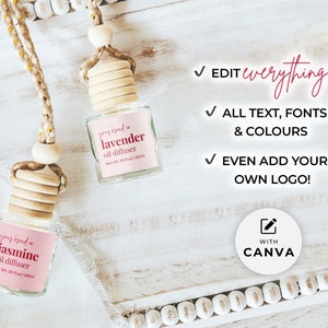 Car Diffuser Label Template Canva, Editable Hanging Diffuser Label ...