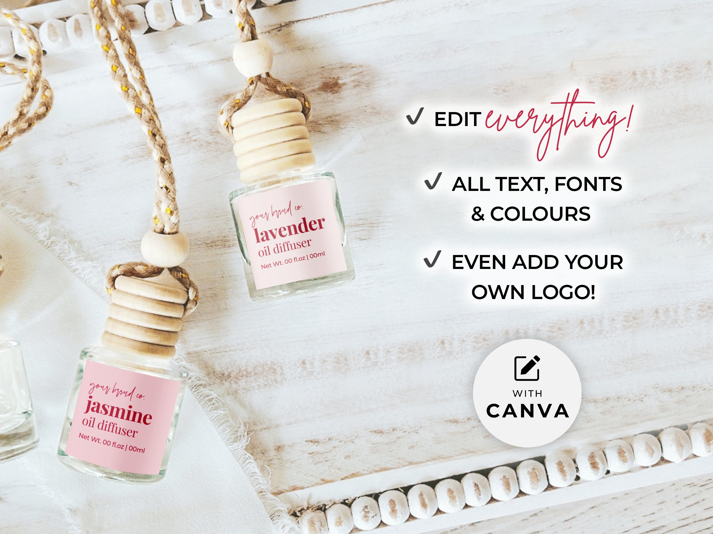 Car Diffuser Label Template Canva, Editable Hanging Diffuser Label ...