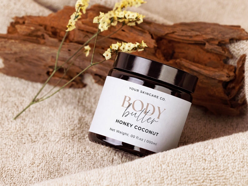 Editable Body Product Skincare Label Template, Body Butter Jar Label, Printable Cosmetic Product Label Template, Product Label Design Aa image 4