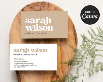 Printable Business Card Template Canva, DIY Modern Business Card, Editable Small Business Card Design Feminine, Custom Business Card Hh