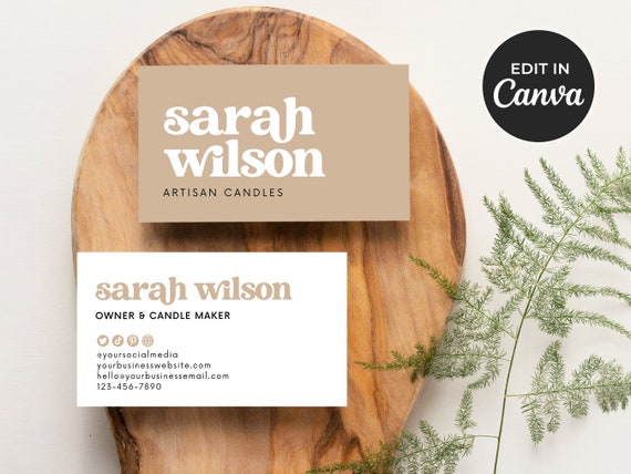 Printable Business Card Template Canva, DIY Modern Business Card, Editable Small Business Card Design Feminine, Custom Business Card |Hh