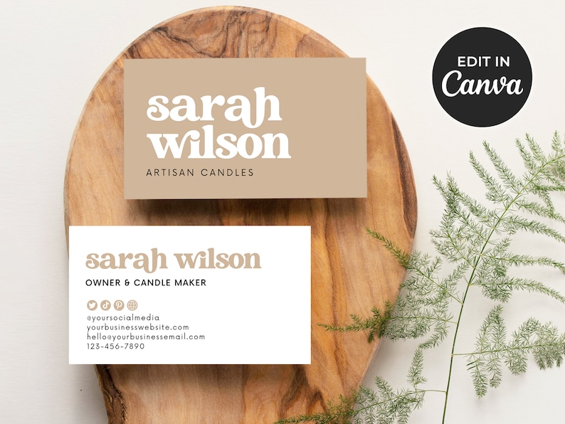 Printable Business Card Template Canva, DIY Modern Business Card, Editable Small Business Card Design Feminine, Custom Business Card Hh afbeelding 1