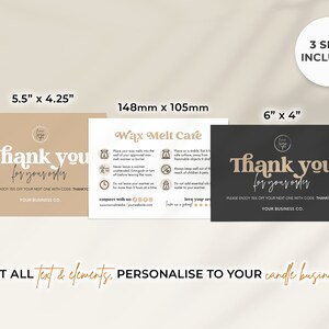 Wax Melt Care Card Template Canva, Printable Wax Melt Care Instructions, Editable Wax Melt Safety Thank You,Candle Business Parcel Insert Hh image 3