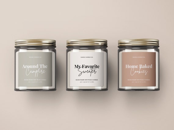 Custom Candle Labels Template, Candle Jar Editable Label Design