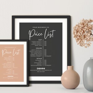 Editable Salon Price List Template, Canva Beauty Pricing Sheet Instagram, 3 Sizes (Digital Download) image 3