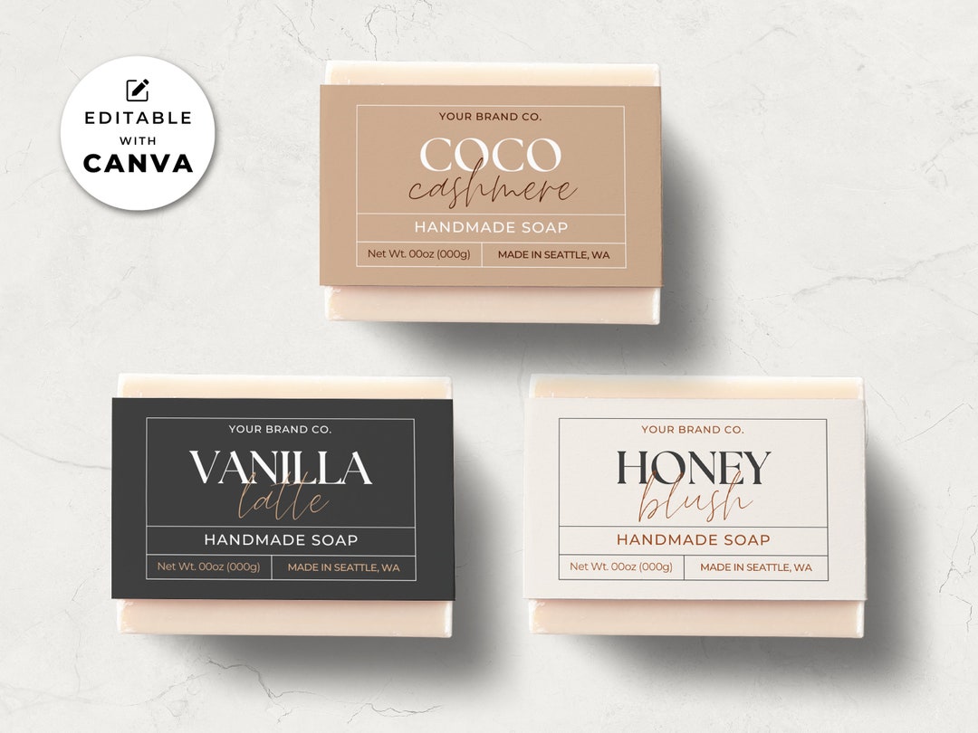 Editable Soap Label Template Canva, Soap Band Template, Soap Bar Labels ...