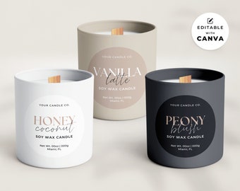 Editable Round Candle Label Template: DIY Canva Design (Digital Download) Aa