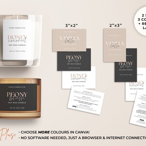 Modern Candle Label Template, Printable Vertical Candle Jar Label Design (Canva Editable) Aa imagen 3