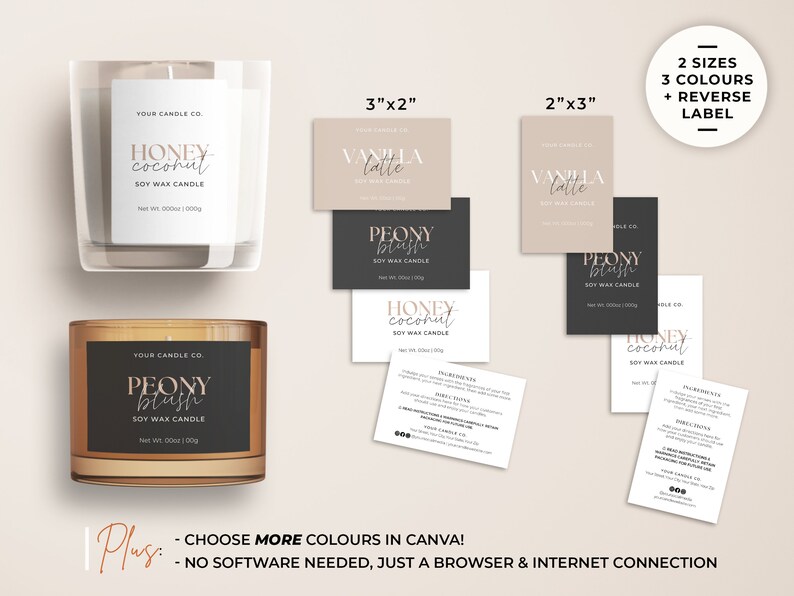 Modern Candle Label Template, Printable Vertical Candle Jar Label Design (Canva Editable) Aa imagen 3