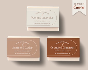 Editable Soap Label Template Canva, Printable Soap Band Template Design, Boho Handmade Soap Bar Label Packaging, DIY Soap Sleeve Branding Ee