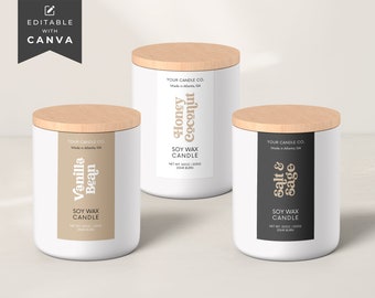Vertical Candle Label Template Canva, Printable Slim Candle Label Design, Editable Modern Candle Branding Labels, Custom Candle Sticker Hh