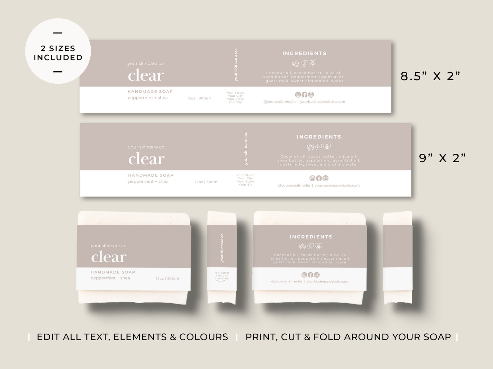 Editable Soap Label Template Canva Soap Band Template Soap - Etsy