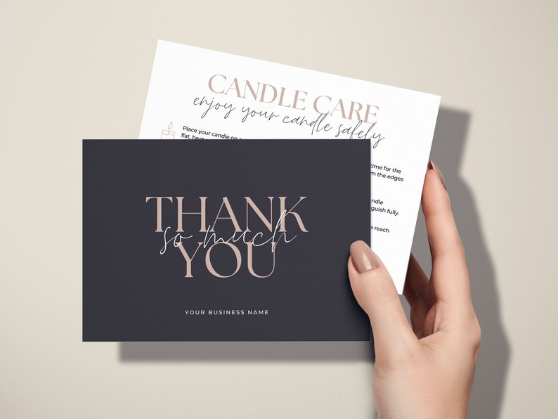 Candle Care Card Template Canva Candle Business Thank You for Etsy UK