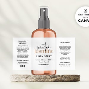 Editable Room Spray Label Template Canva, Linen Spray Bottle Label Templates 2oz 4oz, Home Fragrance or Body Product Labels Printable Bl