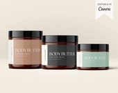 Editable Body Butter Label Template Canva, Body Product Label Design, Printable Cosmetic Product Jar Label, Custom Skincare Product Label Tt