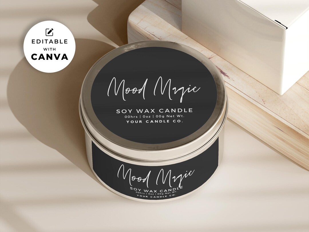 Printable Candle Label Template Canva, Editable Modern Candle Label ...