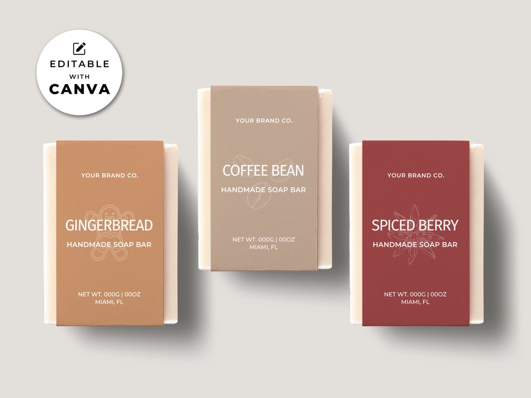 Editable Soap Label Template Canva, Vertical Soap Band Template ...