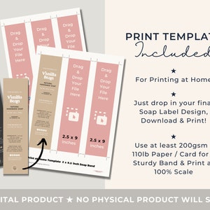 Editable Soap Label Template Canva, Vertical Soap Band Template, Soap ...