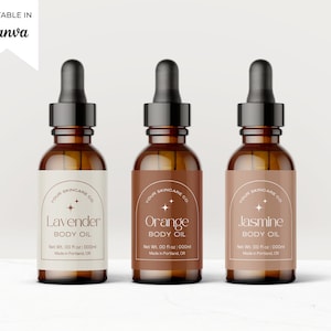 Editable Dropper Bottle Label Template Canva, Boho Body Oil Label Design, Printable Essential Oil Aromatherapy Skincare Label 2oz 4oz Ee