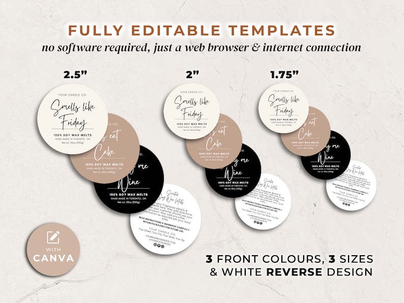 Round Wax Melt Label Template Canva, Editable Custom Wax Melt Label Design, Printable Funny Message Wax Tart Label Sticker DIY Template Ff image 3