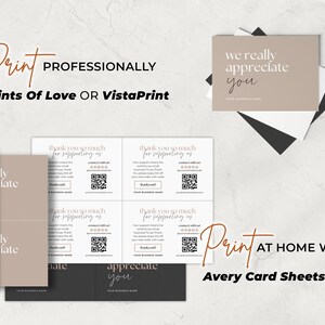 Business Thank You Card QR Code Template Canva, Editable Order Insert ...