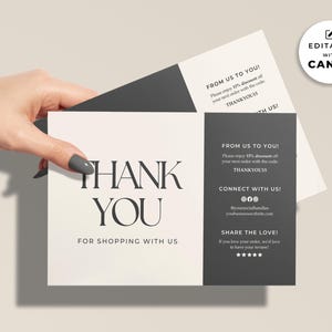 Editable Business Thank You Cards, Small Business Thank You For Your Order Printable Postcard Template, Canva Template Order Package Insert