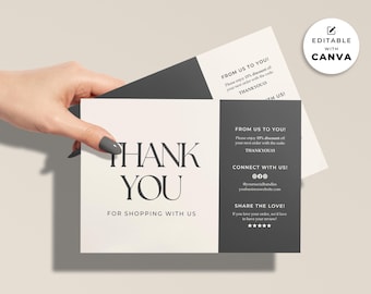 Editable Business Thank You Card, Small Business Thank You For Your Order Printable Template, Canva Template Order Package Insert Design Tt