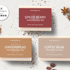Christmas Soap Label Template Canva, Rustic Soap Label Design, Printable DIY Soap Bar Label, Festive Soap Band Label Packaging Sleeve Gb