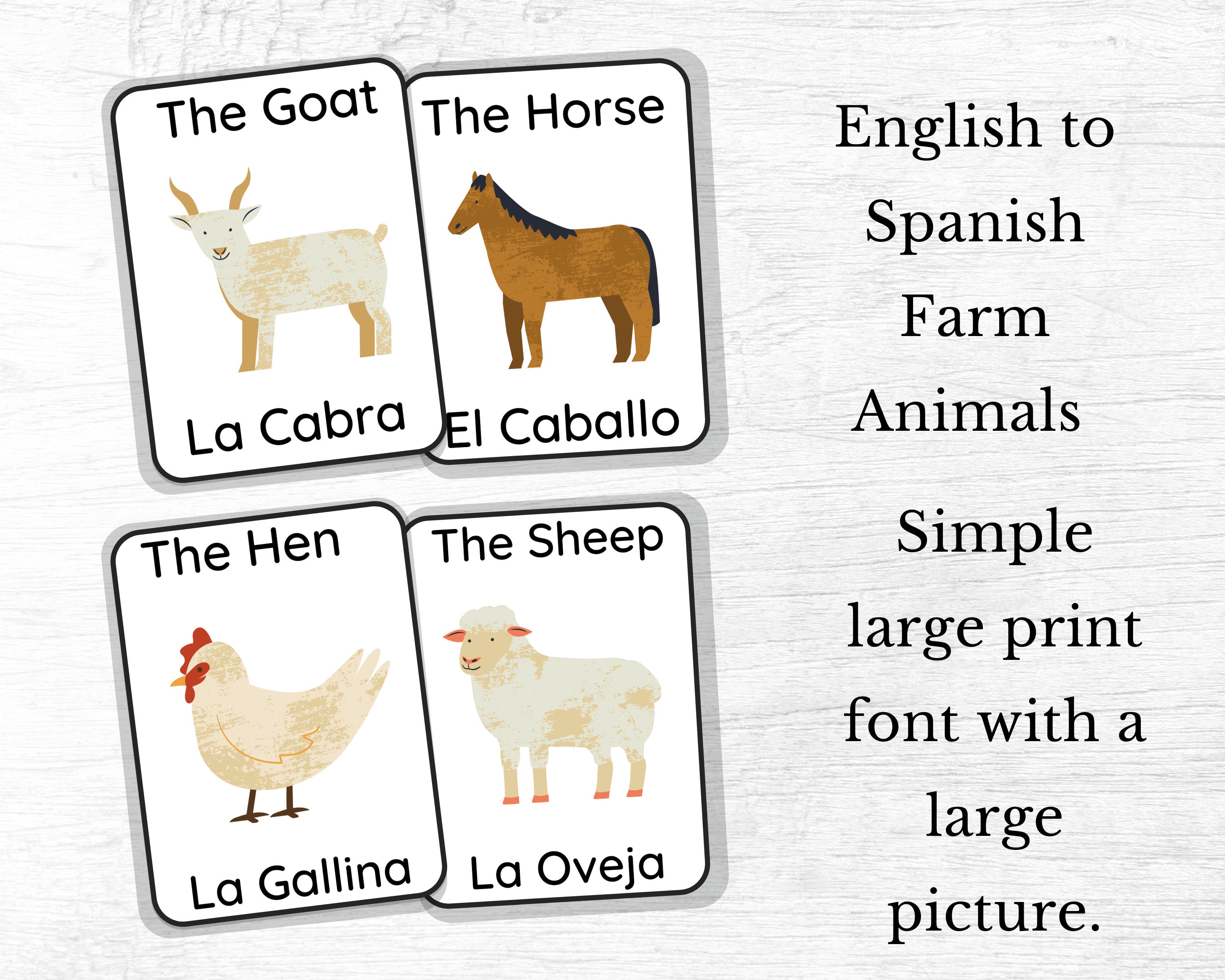 English Spanish Flashcards Digital Farm Animal Flashcards - Etsy Canada English Spanish Flashcards Digital Farm Animal Flashcards - Etsy Canada