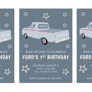 VINTAGE FORD | Ford Truck Boy&#39;s Birthday Invitation | Digital Download for print, text, or paperless post