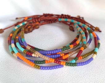 Friendship Surfer Summer Beach Jewelry Bracelet, Adjustable Waterproof Dainty Boho Seed Bead Bracelet, Gift for Her
