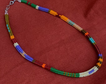 Beaded Necklace, Retro Bead Necklace, Seed Bead Necklaces, Boho Bead Necklace, Hnadwoven Necklace Choker, Multi color Necklace, Gift for her