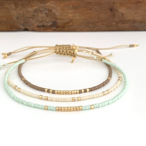 Tiny Bead Bracelets, Adjustable Delicate String Bracelet, Layering Bead Bracelet, Boho Jewelry, Bead Jewelry, Earth Tones Seed Bead Bracelet