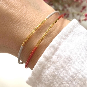 Minimalist Dainty Boho Tiny Bead Stacking Bracelets, Handmade Delicate Gold Plated Beaded Bracelets Jewelry, Gift for Her