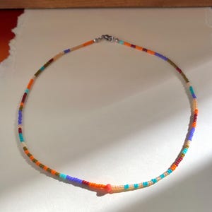 Festival necklace. summer beach necklace with tiny beads. multicolor necklace trendy necklace