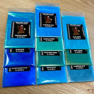 Mica Powder Variety Pack #7 (Cool Blue/Green) - Beaver Dust Pigments
