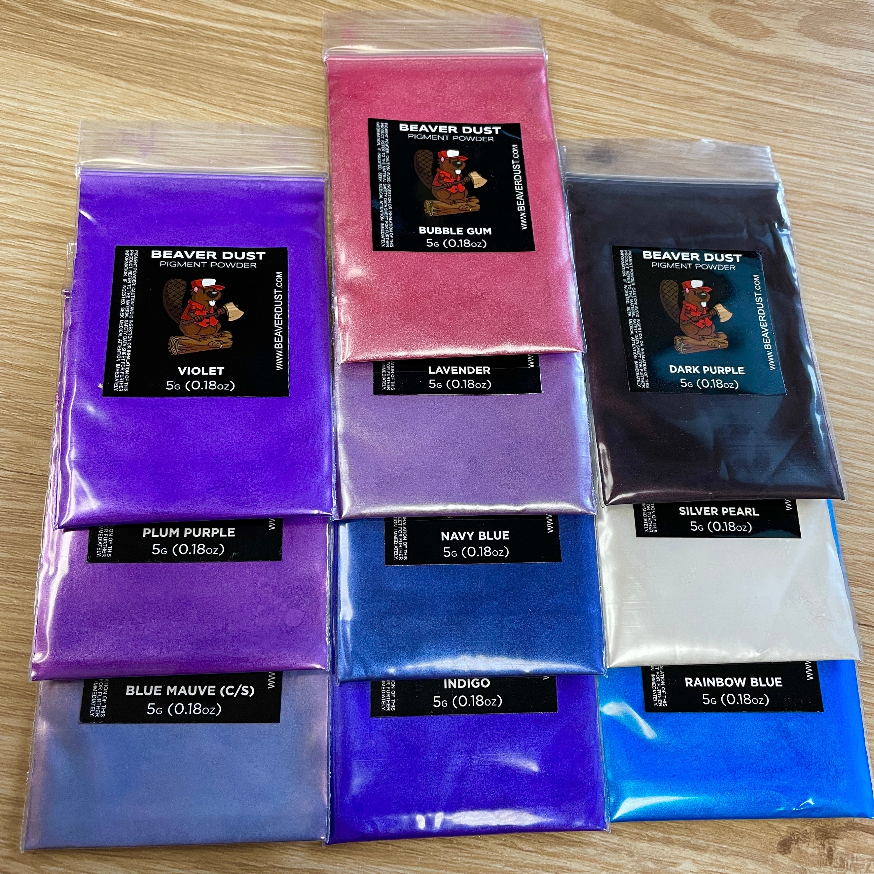 Mica Powder Variety Pack #8 (cool Purple/blue) - Beaver Dust Pigments ...