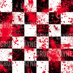 Bloody Checkered Halloween Seamless File PNG