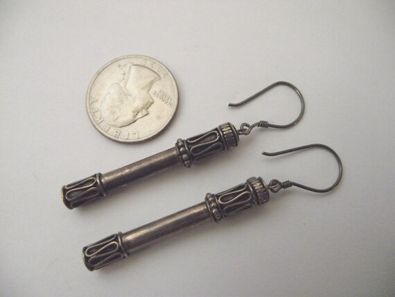 Old & Unusual Yemeni or Bali Sterling Silver Earr… - image 2