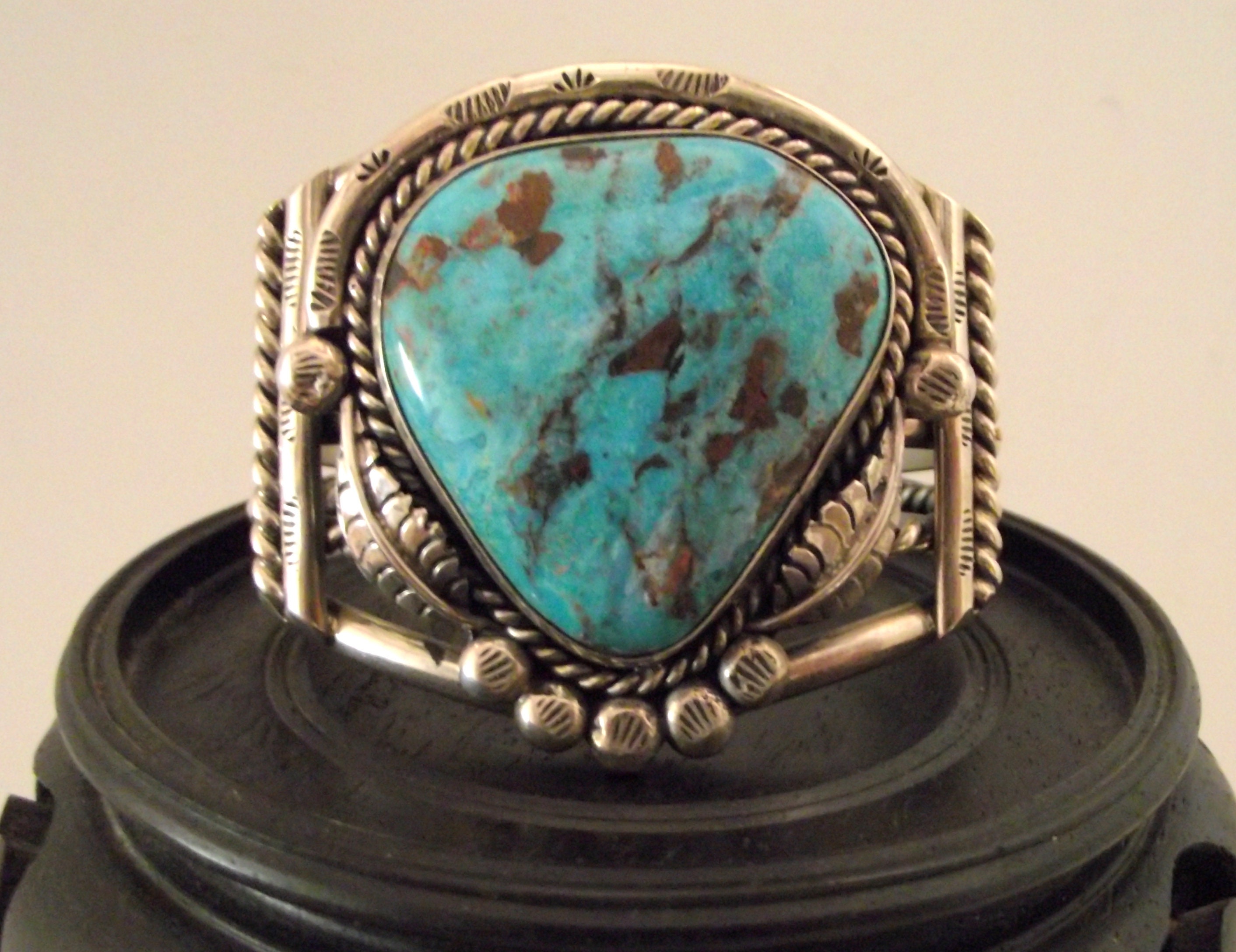 VINTAGE 60s〜70s Navajo Turquoise Bangle Vintage Navajo Turquoise Ben Chapo Large 92 Grams 1970s